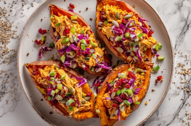 Smoky BBQ Jackfruit Stuffed Sweet Potatoes Recipe