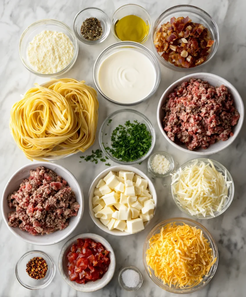 Bacon Cheeseburger Alfredo Pasta