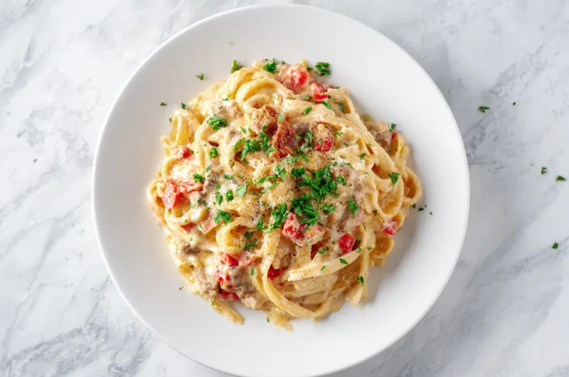 Loaded Bacon Cheeseburger Alfredo Pasta Recipe