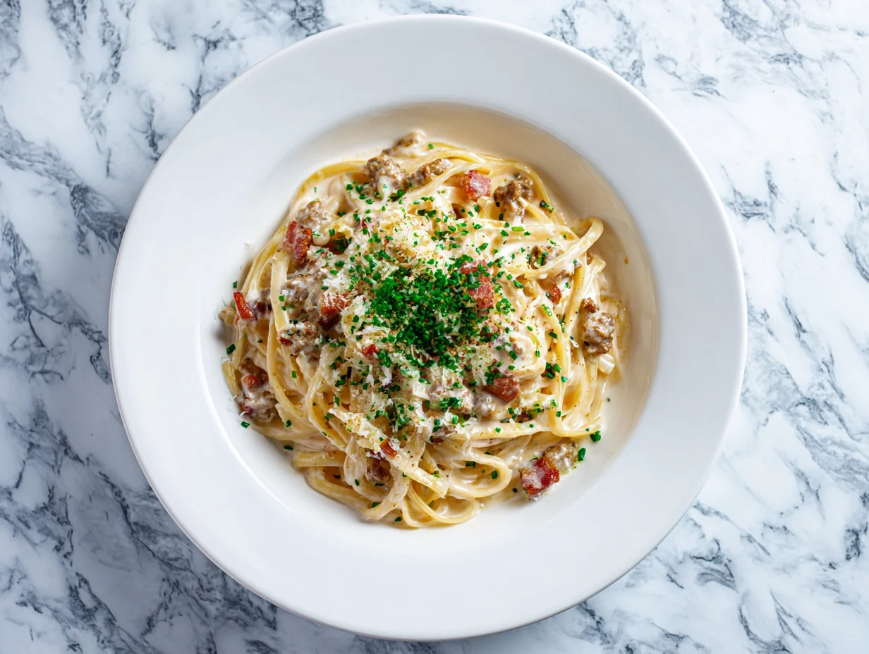 Bacon Cheeseburger Alfredo Pasta