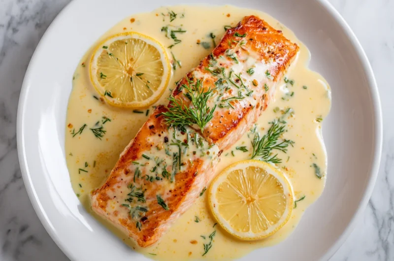 Creamy Baked Salmon with Lemon Butter Cream Sauce Recipe