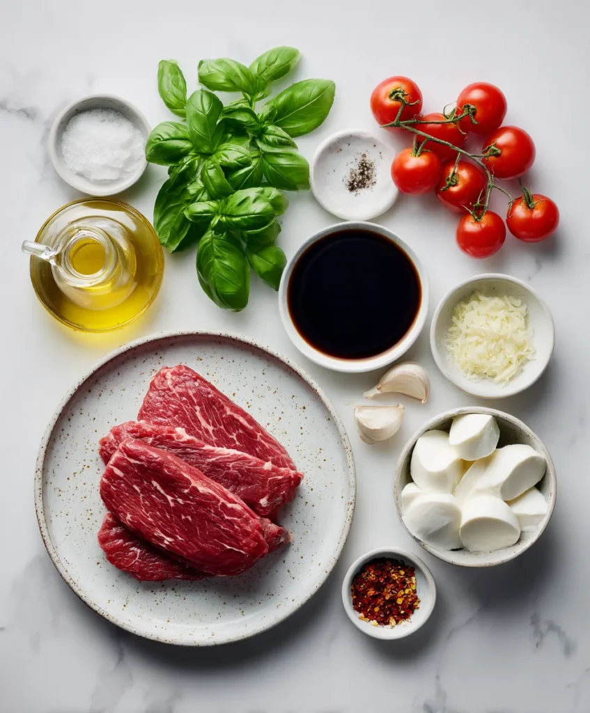 Balsamic Grilled Flank Steak Caprese