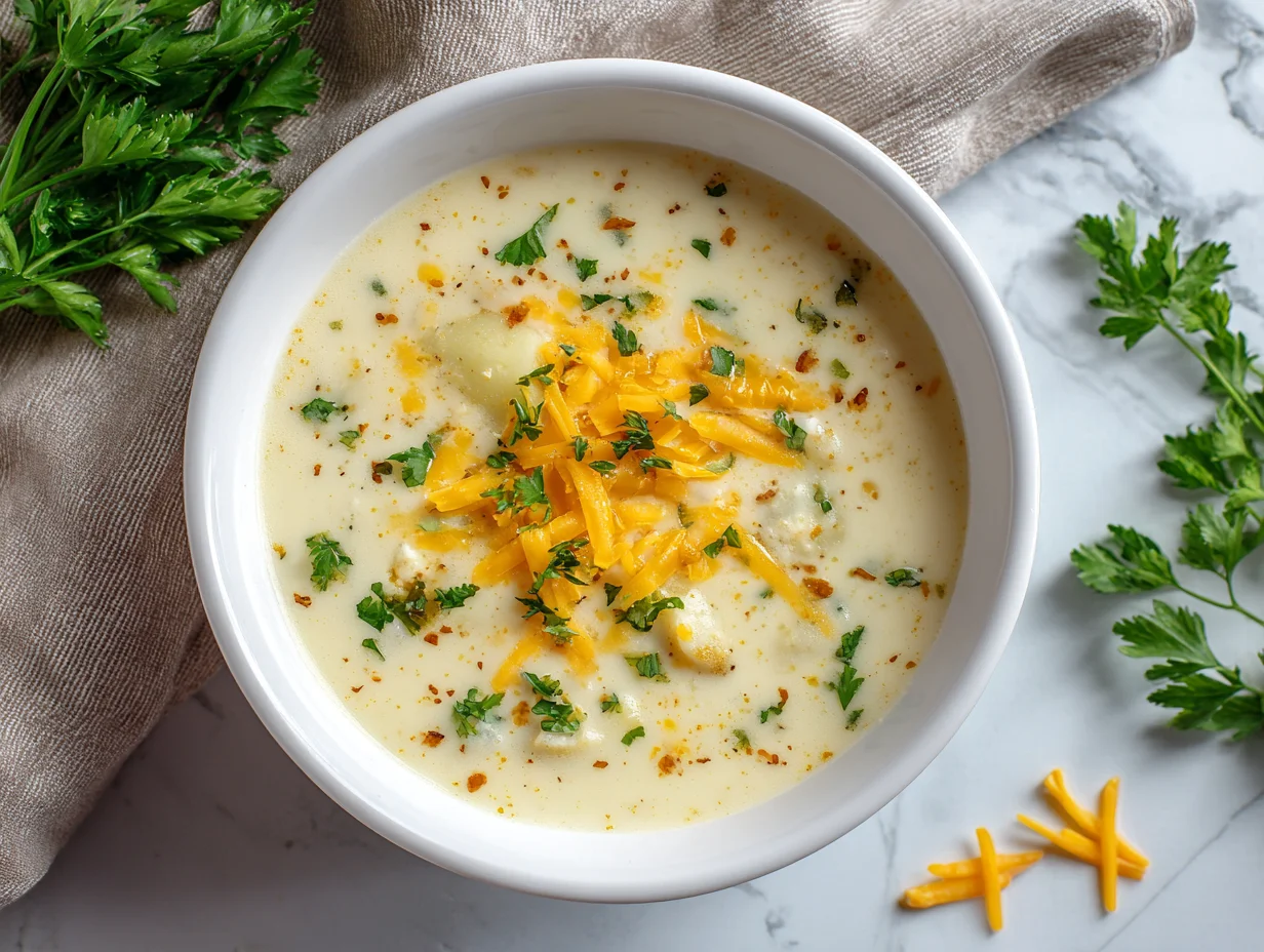Cheddar Garlic Herb Potato Soup
