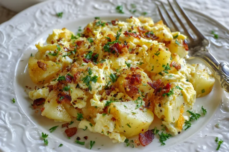 Cheesy Potato Egg Scramble Recipe