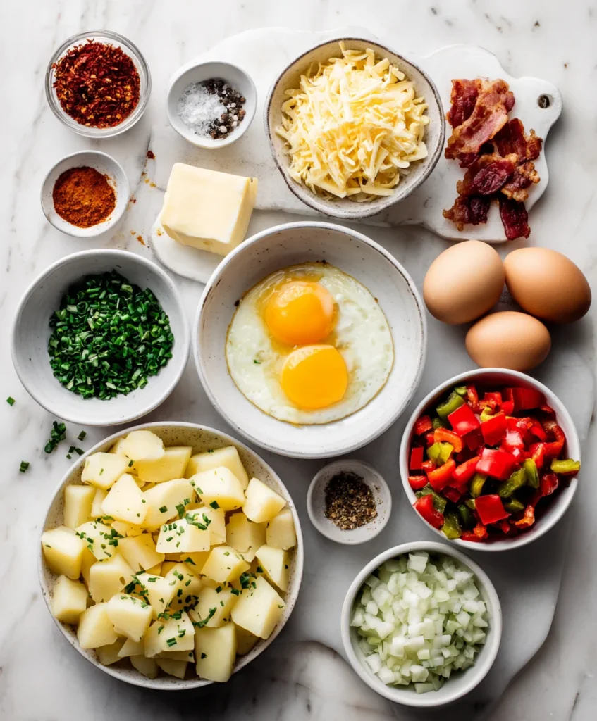 Cheesy Potato Egg Scramble