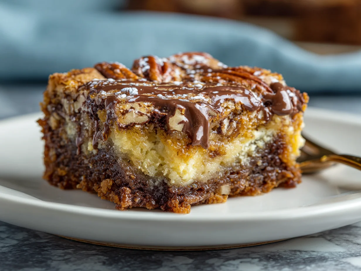 Chocolate Pecan Ooey Gooey Butter Cake