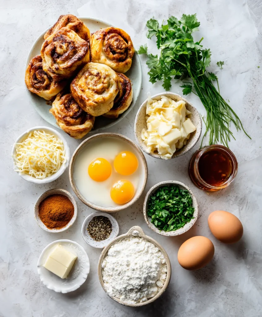 Cinnamon Rolls with Eggs Breakfast