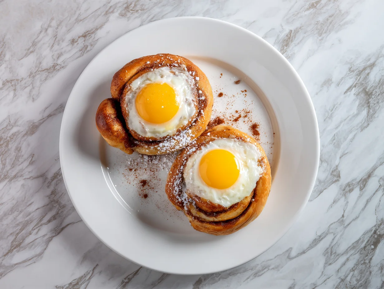 Cinnamon Rolls with Eggs Breakfast