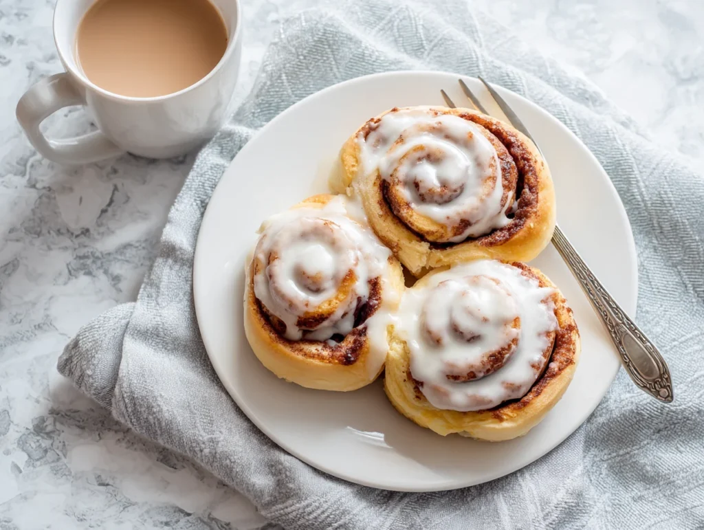 Cinnamon Rolls with Eggs Breakfast