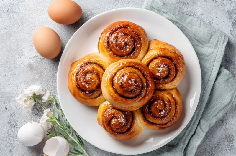 Cinnamon Rolls with Eggs Breakfast Recipe