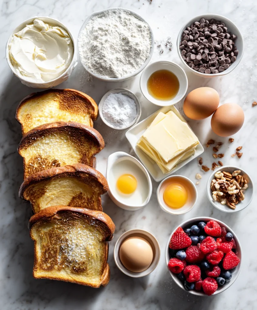 A clean, elegant marble countertop displaying all ingredients for Corned Beef and Sauerkraut Soup. Include 1 pound diced corned beef in a small bowl, 1 cup drained sauerkraut in a ramekin, 4 cups beef or chicken broth in a measuring jug, 1 medium diced onion, 2 minced garlic cloves, 2 medium peeled and cubed potatoes, 1 teaspoon caraway seeds, and salt and pepper sprinkled nearby. Optional add-ins arranged neatly: 1 cup shredded Swiss cheese, ½ cup heavy cream or sour cream, rye bread croutons, fresh parsley or chives, and 1 teaspoon Dijon mustard. Top-down view, natural lighting, vibrant colors, high-resolution food photography on a marble background emphasizing freshness, texture, and hearty comfort food appeal.