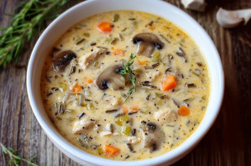 Rich Creamy Mushroom Chicken Wild Rice Soup Recipe