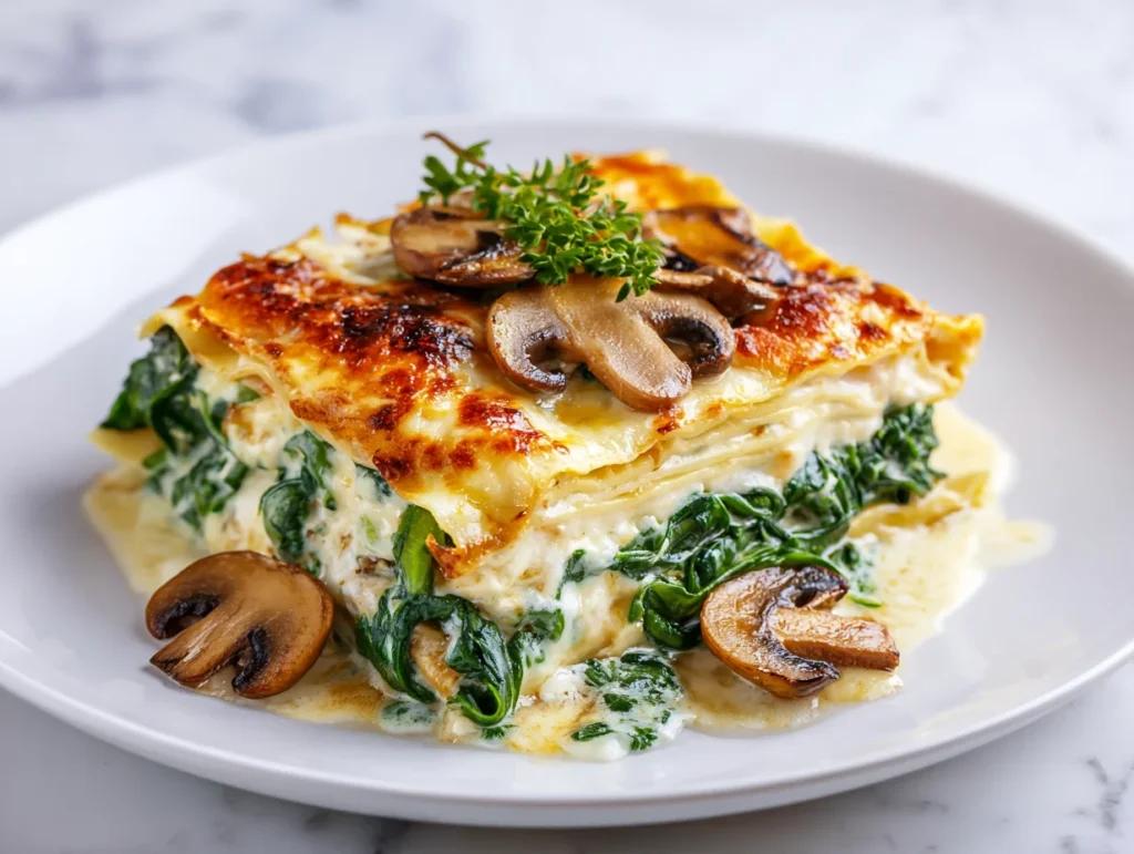 Creamy Spinach Mushroom Lasagna