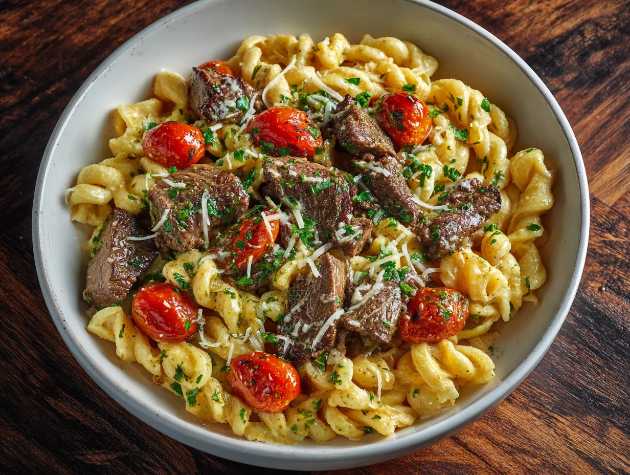 Garlic Butter Steak Bites Pasta