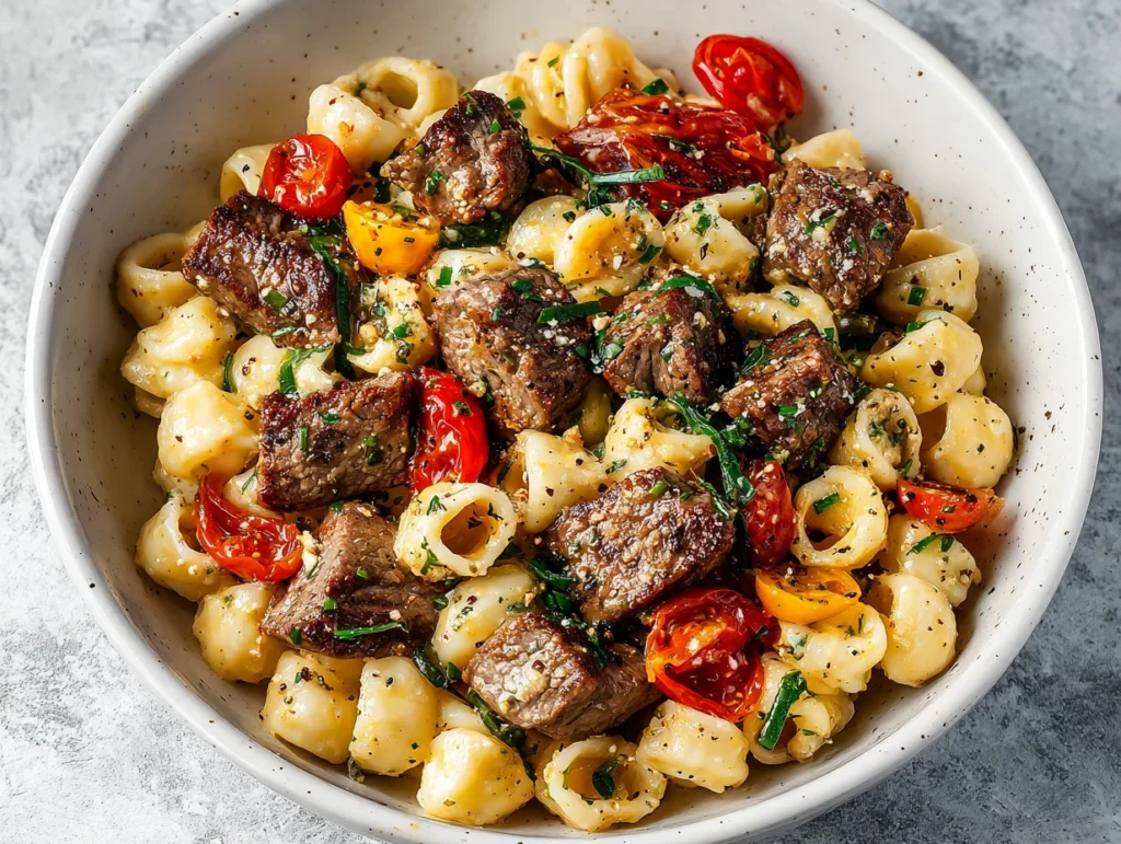Garlic Butter Steak Bites Pasta