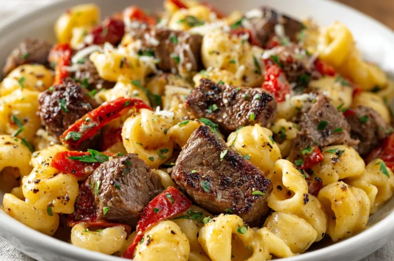Savory Garlic Butter Steak Bites Pasta Recipe