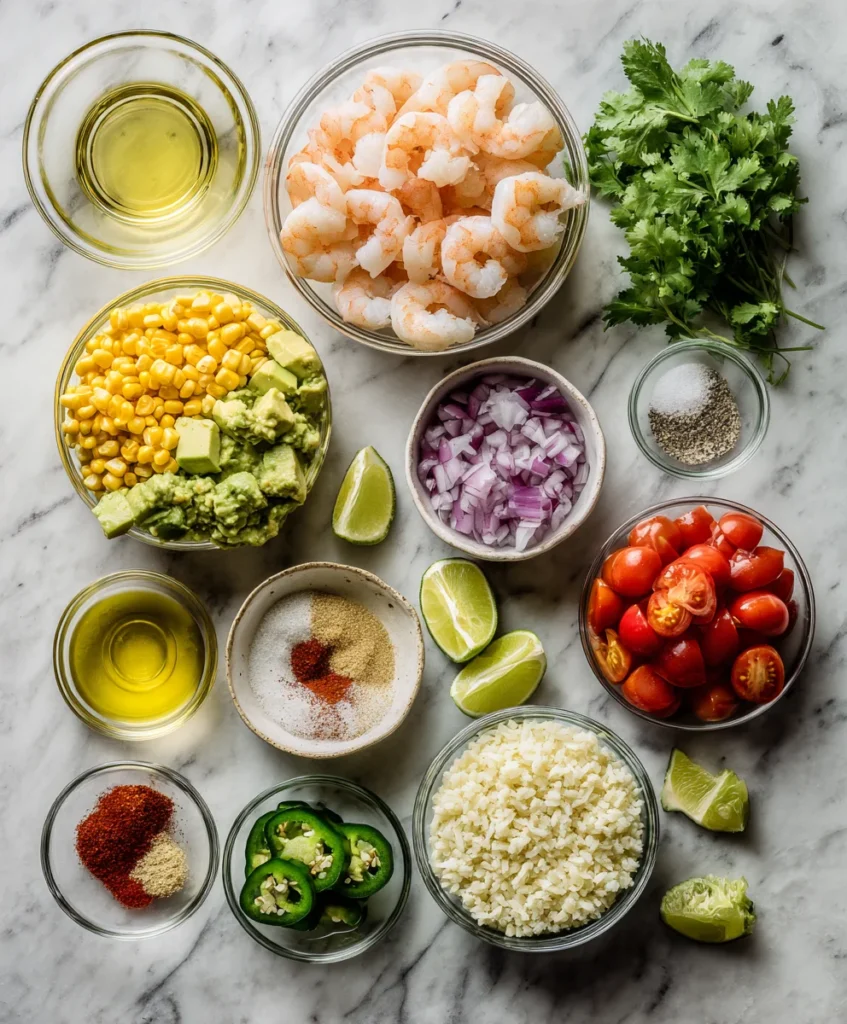 Grilled Shrimp Bowl with Avocado Corn Salsa