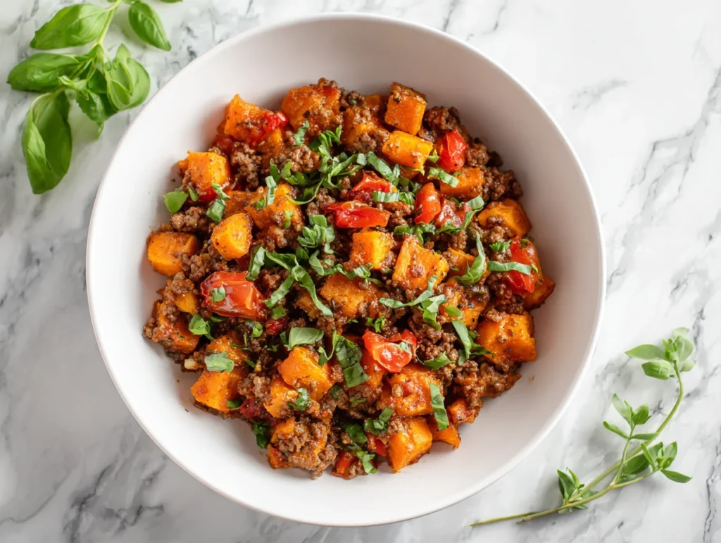 Ground Beef Sweet Potato Skillet
