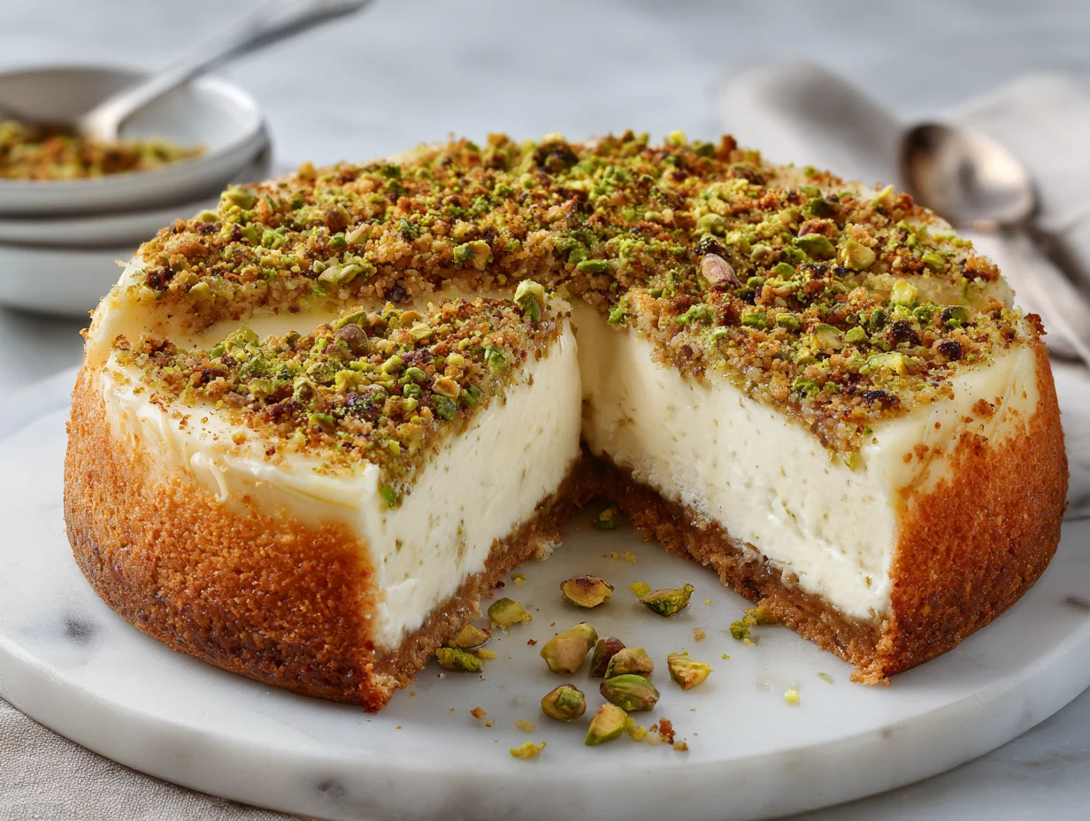Honey Pistachio Baklava Cheesecake