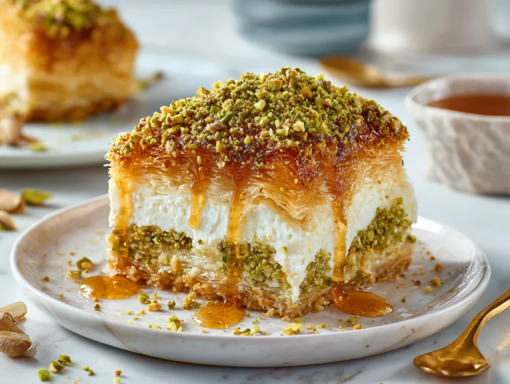 Honey Pistachio Baklava Cheesecake