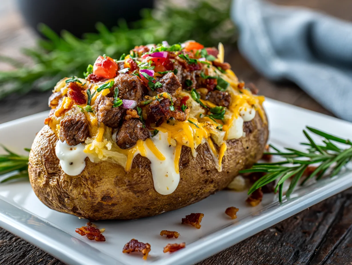 Loaded Baked Potato with Steak Bites