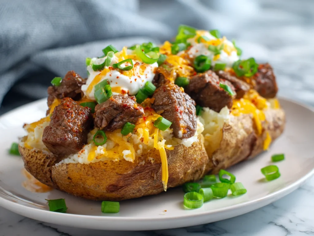 Loaded Baked Potato with Steak Bites