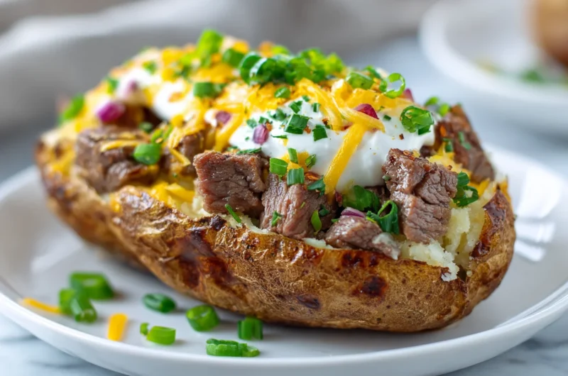Loaded Baked Potato with Steak Bites Recipe