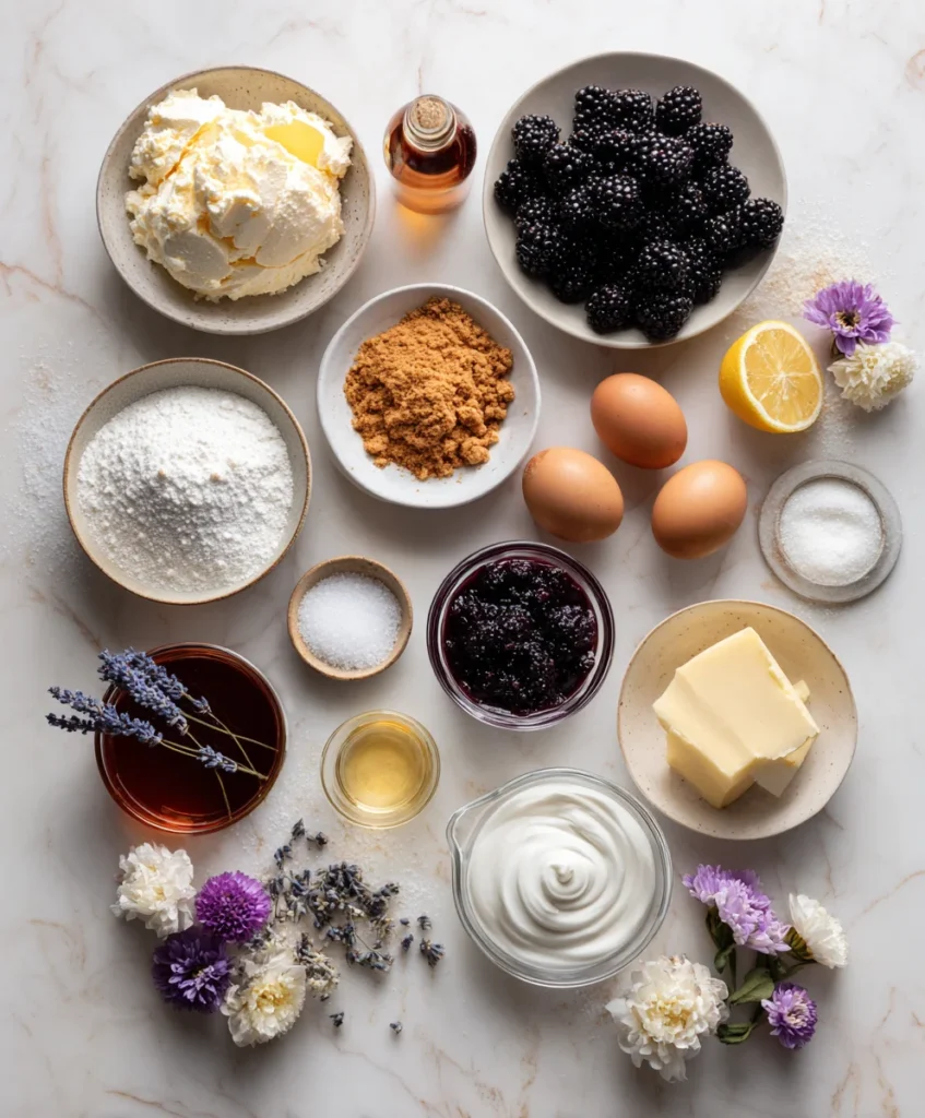 Mini Blackberry Lavender Cheesecakes