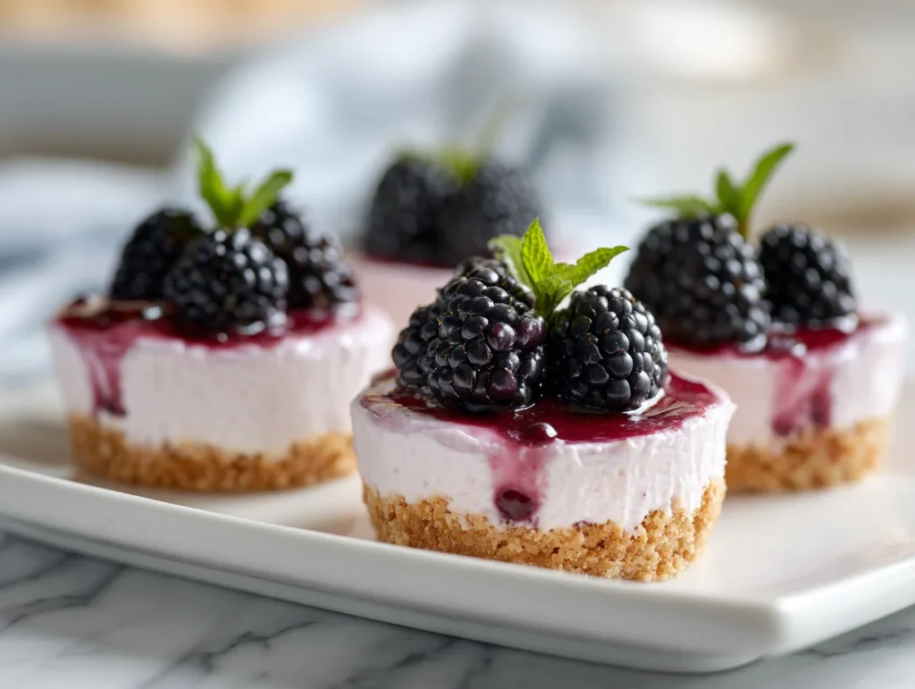 Mini Blackberry Lavender Cheesecakes