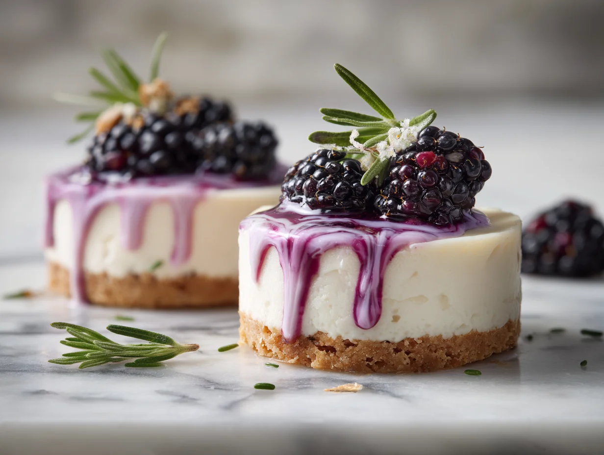 Mini Blackberry Lavender Cheesecakes