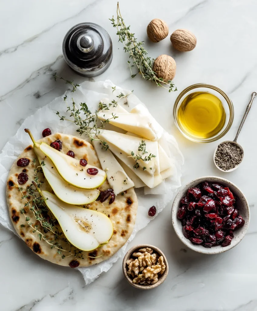 Pear Cranberry Brie Flatbread