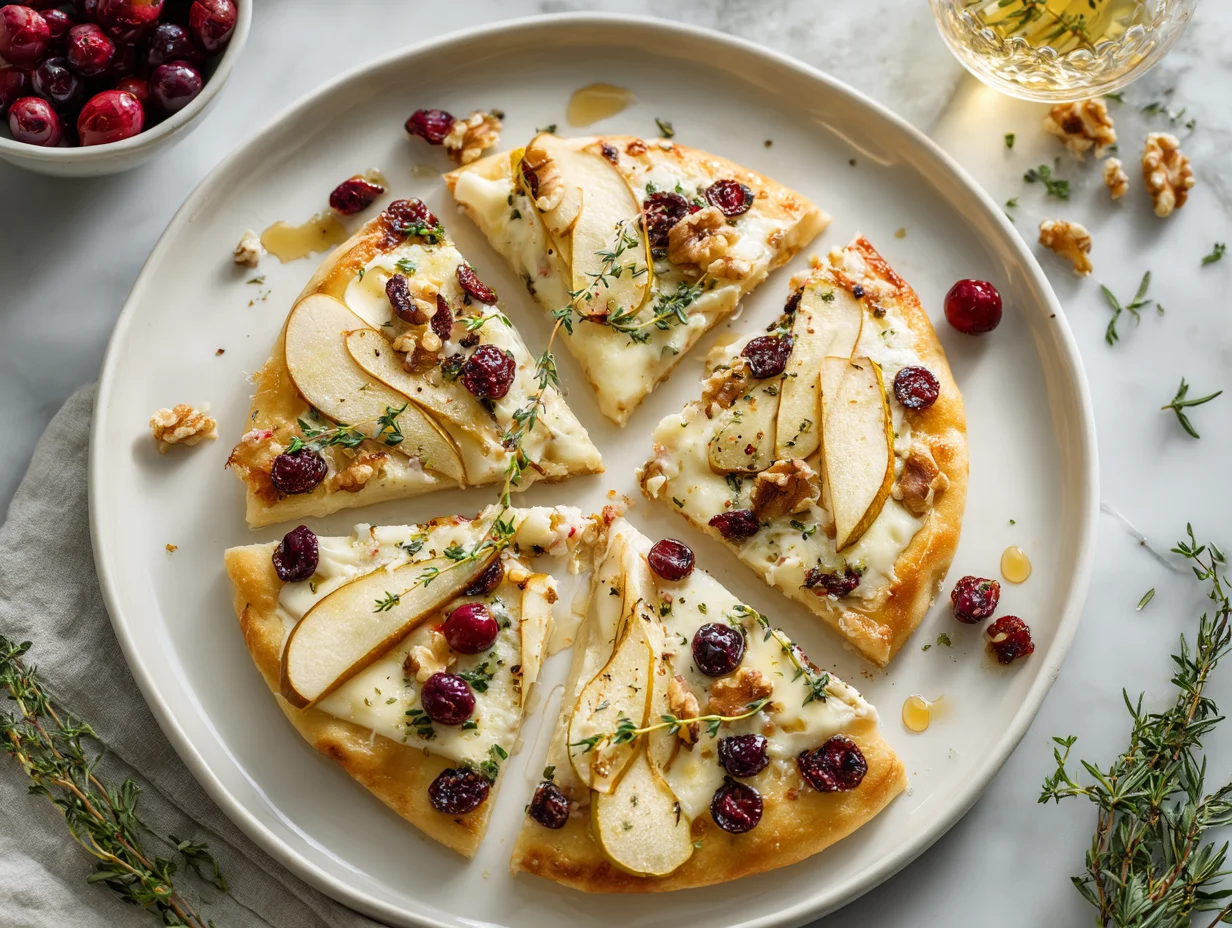 Pear Cranberry Brie Flatbread