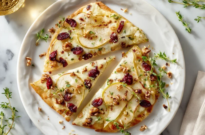 Elegant Pear Cranberry Brie Flatbread Recipe