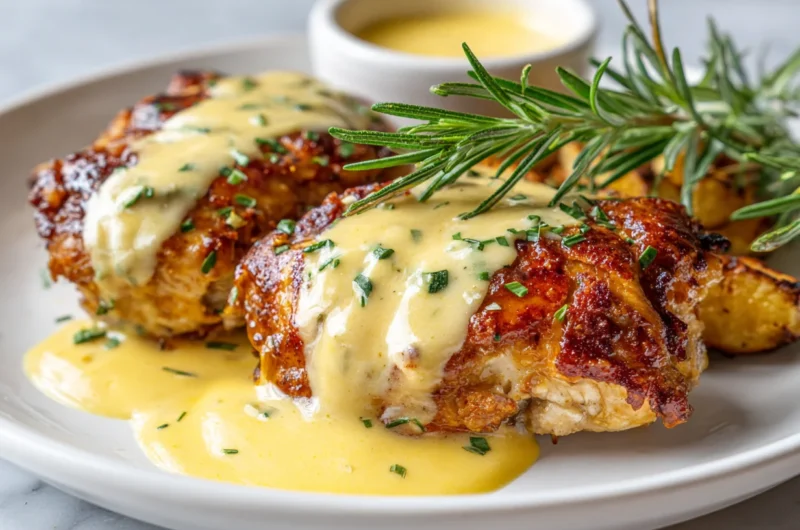 Crunchy Pretzel Chicken with Mustard Cheddar Sauce Recipe