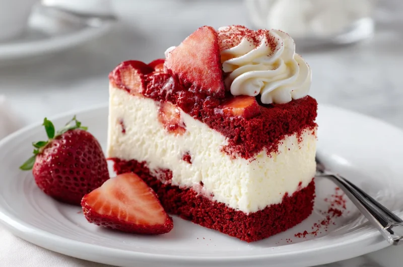 Rich Red Velvet Strawberry Cheesecake Recipe