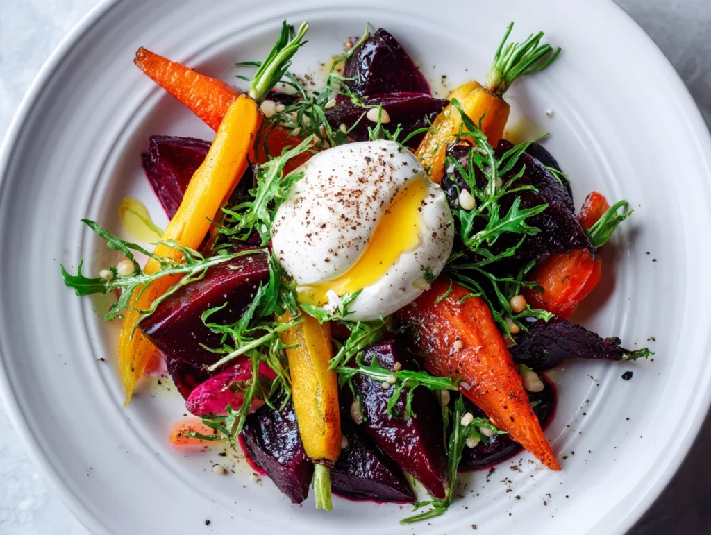 Roasted Beets Carrots Burrata Salad