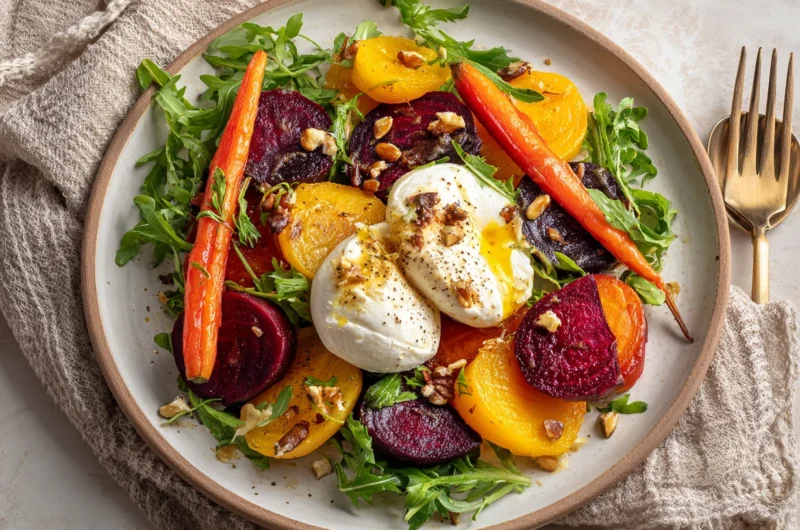 Vibrant Roasted Beets Carrots Burrata Salad Recipe