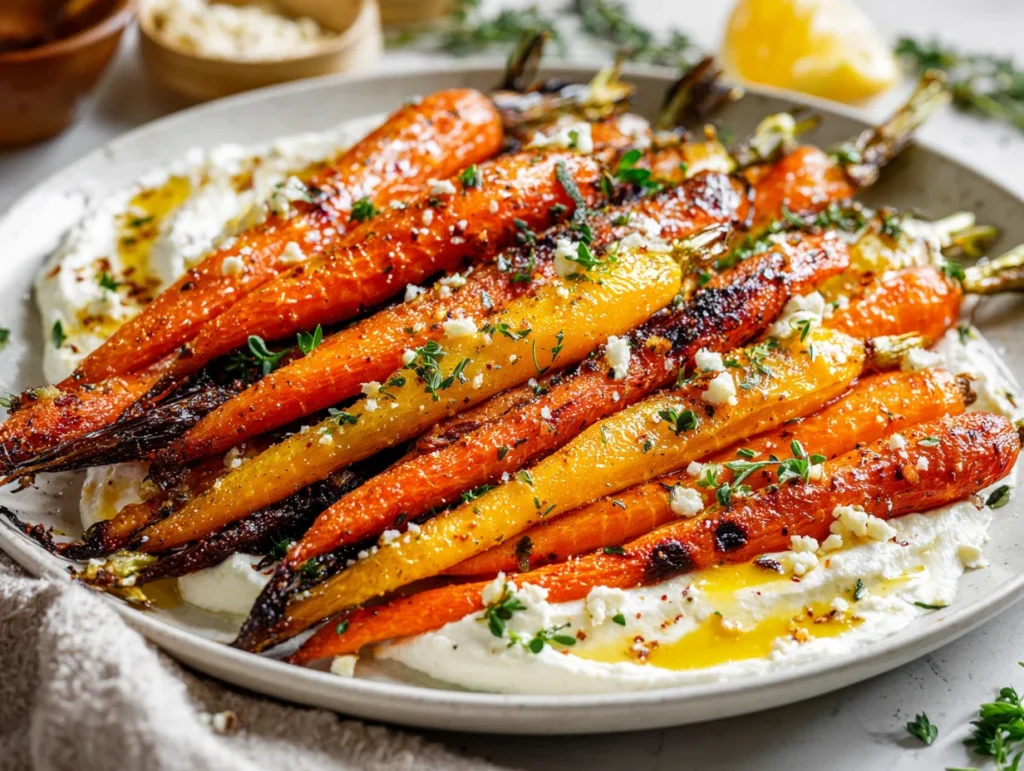 Roasted Carrots with Whipped Ricotta Hot Honey