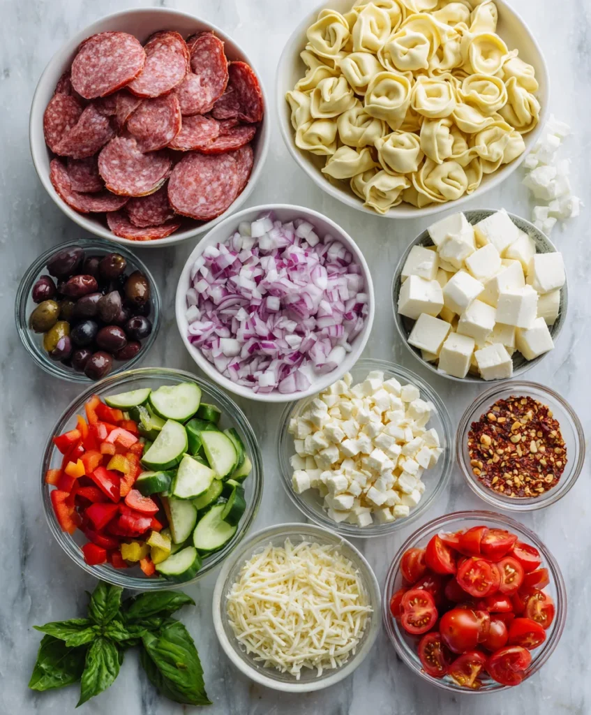 Salami Mozzarella Tortellini Pasta Salad