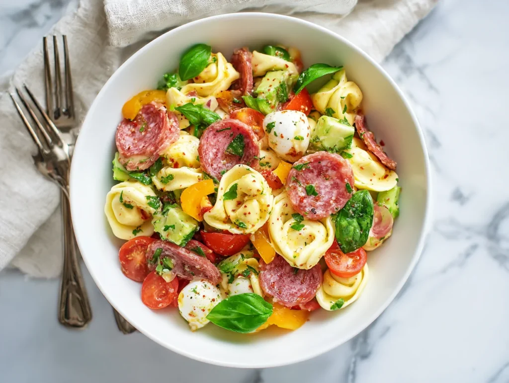 Salami Mozzarella Tortellini Pasta Salad