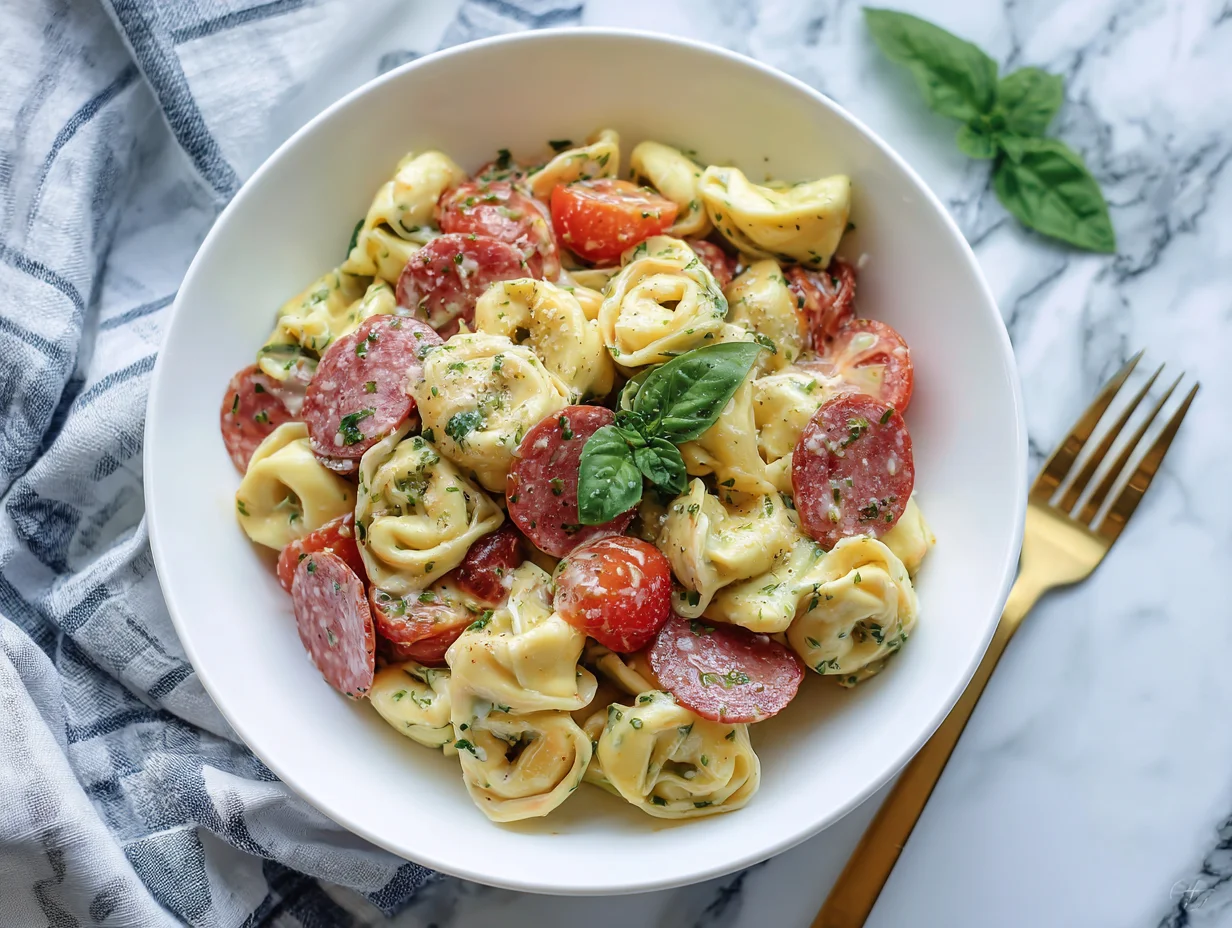 Salami Mozzarella Tortellini Pasta Salad
