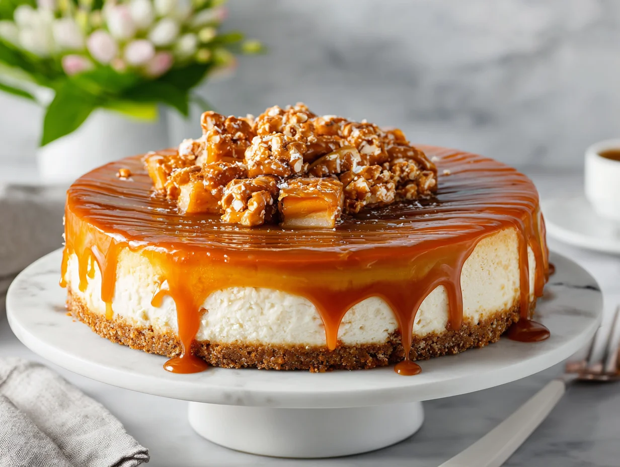 Salted Caramel Pretzel Cheesecake