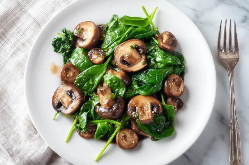Buttery Sauteed Mushrooms with Spinach Recipe
