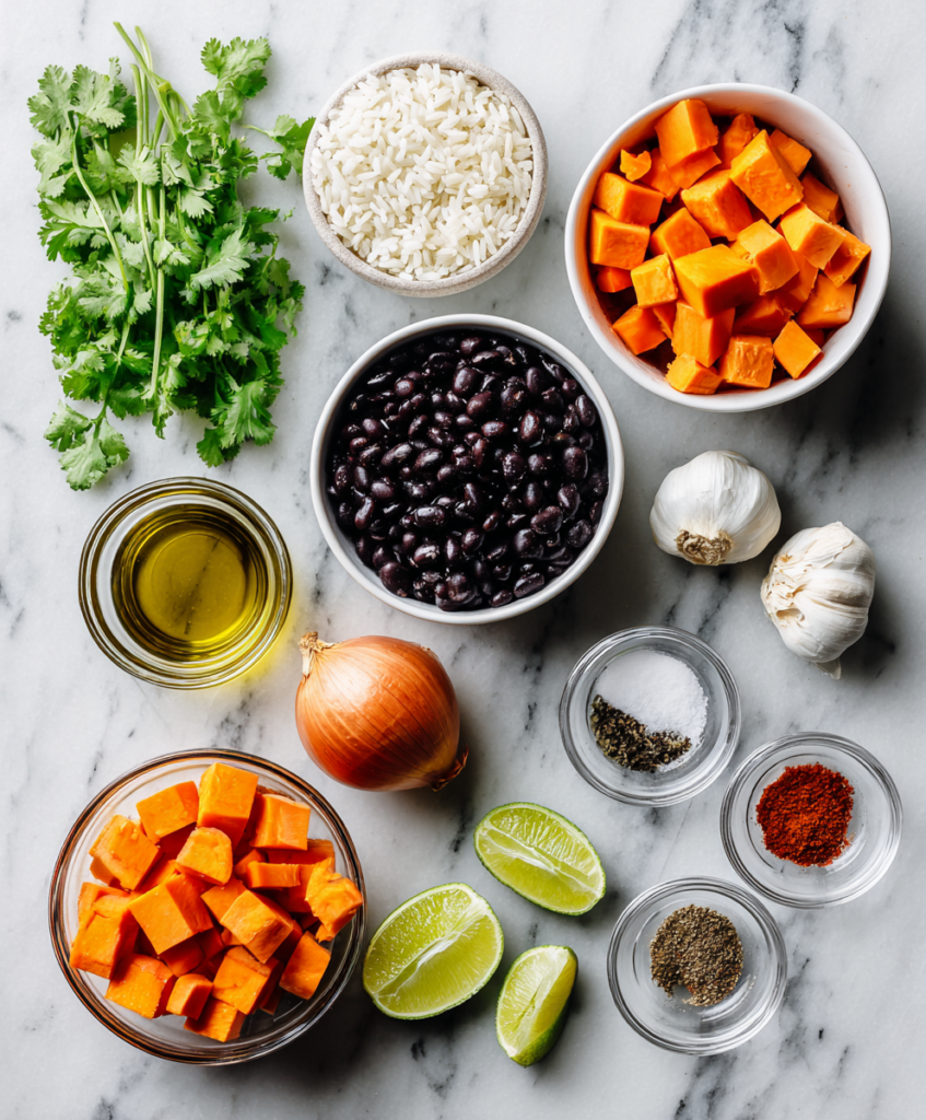 Southwest Sweet Potato Black Bean Rice Skillet