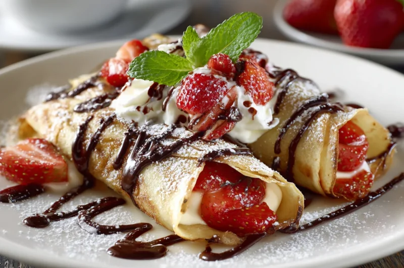 Strawberry Cream Chocolate Crepes Recipe