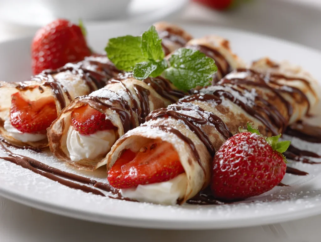 Strawberry Cream Chocolate Crepes