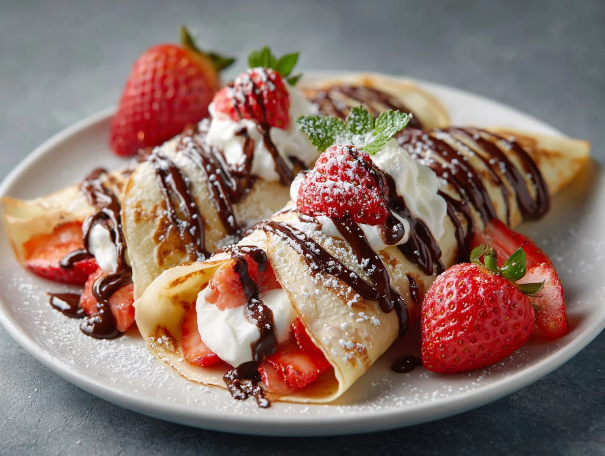 Strawberry Cream Chocolate Crepes