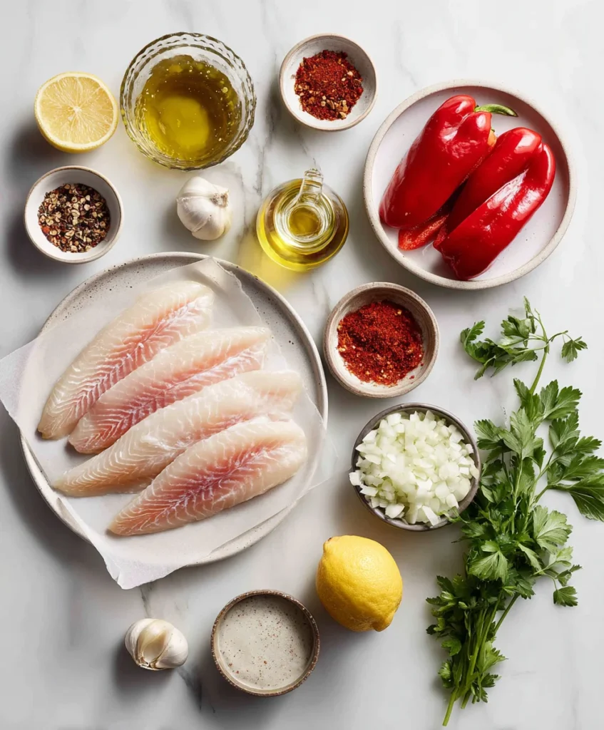 Tilapia with Roasted Pepper Sauce