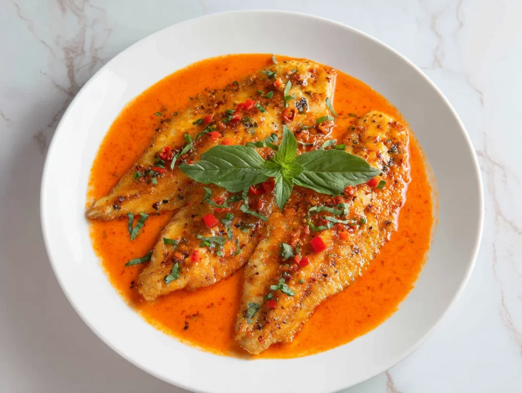 Tilapia with Roasted Pepper Sauce