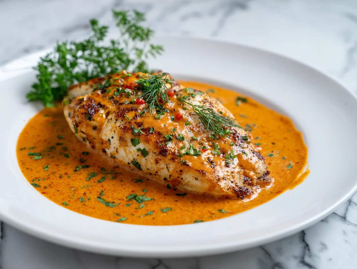 Tilapia with Roasted Pepper Sauce
